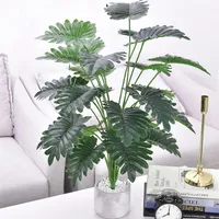 75cm 24Heads Tropical Monstera Plants Large Artificial Tree Palm Tree Plastic Green Leaves Fake Turtle Leaf For Home Party Decor310O