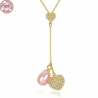 Babiqu 925 Sterling Silver Heart Stellaces for Women 7-8mm Natural Pearl Fine Fashion Necklace Netclace Netclace Party Strendy Barty