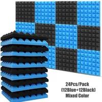 12st Blue 12st Black Mixed Color Soundproof Pyramid Studio Foam 30x30x5cm Acoustic Panels KTV Drun Room Wall Pad Wallpapers322e