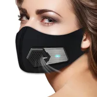 Cotton Face Maskable y reutilizable Smart Electric Air Respirator Facmask Fashion Maske de tela negra Maske para protección de germen272z