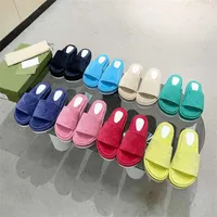 Designer Sandals Luxury Women Slippers Lady Platform Wedges Sandal Letter Embroidered Slides Thick Bottom Leather Slippers With Box