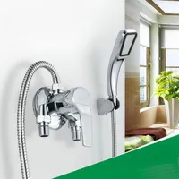 Wall Mount Bath Mixer Tap Single Handle Exposed Install Shower Valve Chrome Brass With Hand N8771 Bathroom Sets2437