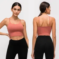 L-83A Solid Color Women Yoga Bra Slim Fit Sports Bras Fitness Vest Sexy Underwear with Removable Chest Pads Breathable Soft Sweat Wicking Lady Tank Tops for Training