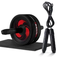 New 2 in 1 Roller & Jump Rope No Noise Abdominal Wheel with Mat For Arm Waist Leg Exercise Gym Fitness Equipment262A