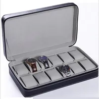Watch Boxes & Cases Leather Storage Organizer Large Space Pu Zipper Quartz Smart Holder Display Stand Men Women GiftsWatch