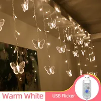 Dizeler LED Noel Kelebek Çelenk Işık Dize Peri Perde Işıkları Dış Mekan Tatil Partisi Düğün Yılı Dekorasyon