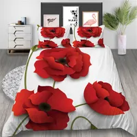 King Size Bedding Set Poppy Printed Beautiful Duvet Cover 3D Queen Simple Home Deco Twin Full Double Single Bed Cover with Pillowc298x