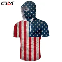 CJLM USA Flag ShortSleeved Mask Maglietta con cappuccio con cappuccio da camicia 3d Shirt Stampa a strisce American Summer Short Short Wholesale 220623