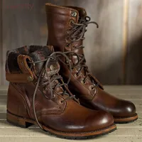 Bota Masculina Loecktty Sonbahar Kış Erkekler Boots Vintage Style Erkek Ayakkabı Günlük Moda Yüksek Kesim Dantel Up Sıcak Hombre Plus Boyut 482767