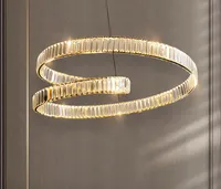 Moderna LED -ljuskronor för vardagsrum matsal dekoration sovrum kök rund dubbel lager inomhusbelysning kristalllampor