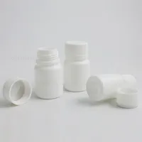 500pcs White plastic bottle with screw cap 10ml 15ml bottles for pills HDPE medical capsule container with tamper proof cap260d