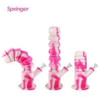 Waxmaid 11.6 inches hookah folding silicone water pipe glass bong dab rigs six mixed colors stock in US 80pcs/carton