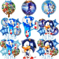 Fábrica al por mayor al por mayor sonic globo set dibujos animados sonic para niños decoración de cumpleaños juguetes de aluminio globos gratis ups
