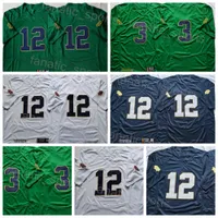 NCAA University 12 Ian Book College Jersey Football 3 Joe Montana Alle genähten Team Marine Blue White Green Farbe für Sportfans atmungsaktives reines Baumwollhoch/Gut