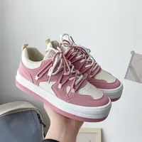 Sneaker lolita kasual laceup zeppe sepatu wanita hak tinggi luar ruangan pink piattaforma rosa vulcanizzare sneaker 220611