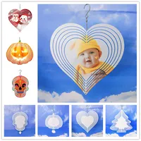 10inch Sublimation Wind Spinner 3D Aluminum Wind Spinners Hanging Garden Decoration Ornaments for Christmas Hallween