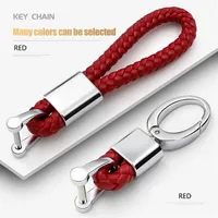 Leather Hand Woven Keychain Metal key rings Chains Customize Personalized Gifts Car Key Holder For Auto Keyring195u