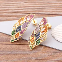 Chandelier Bohemier Bohemia Classic Peacock Tail Shape Earrings Oreads Copper Zircon Crystal Fashion for Female Wedding Party Travel Jewelry Giftsd