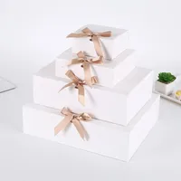 Gift Wrap White/Kraft/Black Paper Box Event Party Wedding Packing Craft Xmas Gifts Handmade Candy Chocolate Storage Case With Ribbon