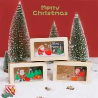 Geschenkwikkeling Holiday Gifts Children's Music Box Wooden Crank Santa Claus Boxgift