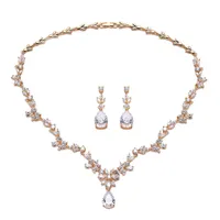 Zakol Fashion Cluster Flower Cubic Zirconia Crystal Women örhängen Halsband Set för brudar Bröllopsmiddagsklänning Smycken H220422