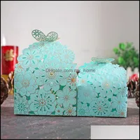 Wrap prezent 10 sztuk / partia Złoty Hollow Butterfly Candy Bag Box Package Wedding Favor Pudełka Dziękujemy Urodziny Worki Party Drop Dostawa 2021 Event
