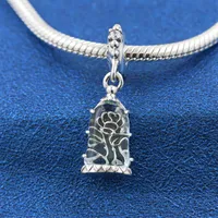 Solid 925 Sterling Silver Beauty y BST Enchanted Rose Dangle Bead se ajusta a las pulseras europeas de joyas de encanto de pandora2487