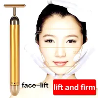 Beauty Bar 24k Golden Pulse Facial Massager T Shape Electric Face Massager Forehead Cheek Neck Arm Eye Nose Skin Care Tools Devices