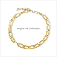 Link Chain Bracelets Jewelry Fashion 3-Color Geometric Metal Bracelet Creative Womens Gold Color Punk Hip Hop Party Accessories Drop Delive
