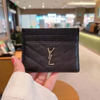 Luxury Designer Caviar Card Holder Genuine Leather Purse Fashion Y Womens Purses Mens Key Ring Credit Cards Wallet Bag Travel Documents Passport Holders