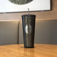 Starbucks أصيلة Black Golden Durian Straw Mug 710ml Mermaid Dazzle Color Plastic Water Coffe Cupe Gift210s