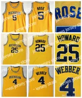 New Men's Michigan Wolverines 5 Jalen Rose Jersey 4 Chris Webber Jersey 25 Dwight Howard Jersey University zszyte koszulki do koszykówki college'u