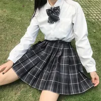 Festy Kary Moda Kadın Etek Tikalı Kore Tarzı Ekose Kawaii Okul Etek Kızlar İçin Yüksek Bel Pleated Mini Etek Kadınlar 220518