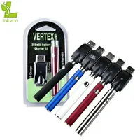 Vertex Battery 350mAh VV Preheating 510 thread Batteries with USB Charger Kit Atomizers Oil Cartridges