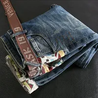 Men&#039;s Jeans Ly Street Fashion Men High Quality Elastic Slim Fit Ripped Embroidery Patches Designer Hip Hop Denim PantsMen&#039;s