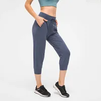 Spandex Yoga L-18 наряды бегут брюки женская фитнес-колготки с карманными женщинами с высокой талией joga dropship nained trabout push up up