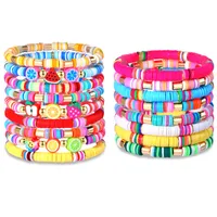 Link Cadeia Preppy Bracelets Heishi Pulseira esticada para Woman Colorf S AMGPM