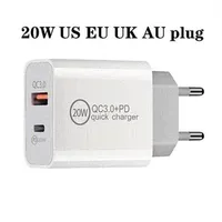20W Chargers USB Quick Type C PD Fast Charging QC 3.0 Wall Charge EU US Plugs Adapter for iPhone 12 Pro Max USB-C Home Power Adapt289D