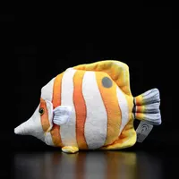 Śliczna ryba tropikalna Longnose Copperband dziobny butak Symulacja Chelmon Rostratus Zwierzę miękki Pluszowy prezent zabawki Q072218G