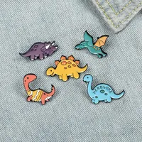 Stift broscher tecknad söt djur liten dinosaurie brosch emalj stift lapel märke smycken tillbehör