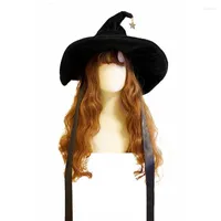 Feanie/crânio Caps Mulheres chapéu de bruxa grande acessório de fantasia de Halloween Ruched para a festa a favor garota oliv22