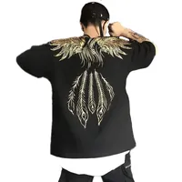 Męskie koszulki Summer chiński złoty srebrny srebrny phoenix nadruk hip hop tshirt men swobodne luźne mody para streetwear pasujące ubrania ubrania