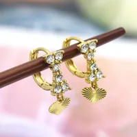 Hoop Huggie Anietna Elegant Heart Drop Dange oorbellen met Crystal Creative 18K Gold Color For Women Bow Fashion Jewelry 2022Hoop