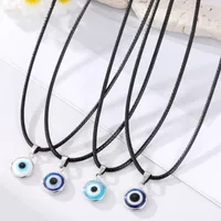 Fashion Colors 10MM Evil Eyes Pendant NecklaceTurkish Eye pu Chains Necklaces Clavicel Chains for women jewelry