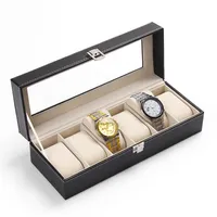 LISCN 시계 박스 5 그리드 시계 박스 케이스 PU 가죽 Caja Reloj 블랙 홀더 Boite Montre Jewelry Gift Box 2018312Q