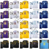 Pantalla de impresión Comercio Jerseys de baloncesto Carmelo 7 Anthony Kendrick 12 Nunn Russell Malik 11 Monk 0 Westbrook Purple Blanco Color negro