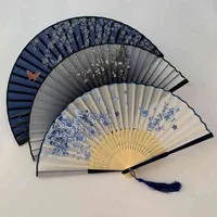 Винтажный стиль шелк складной фанат китайский японский рисунок художественный подарки подарки дома украшения украшения танцевальная рука
