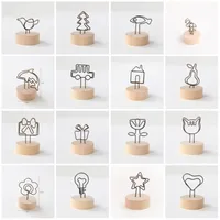 Round Wooden Note Picture Frame Clip Table Number Wedding Photo Holder Photo Clip Memo Name Card Pendant Holder 2374 T2