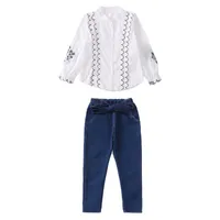 Keelorn Teenagers Girls Girls 2020 Autumn Clothing Suits T-Shirt and Demin Pants 2PCS Girl Outfits Kids Flowers Suits209L