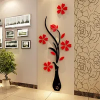 Мода Diy Home Decor 3D Vase Flower Tree Crystal Arcylic Wall Stickers Art Decal221n